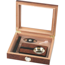 Humidor-Set Wurzelholzdesign Glasdeckel