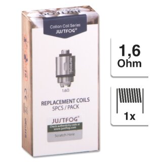 JUSTFOG E-Clearomizercoil S14, C14, Q16 1,6 Ohm 5er