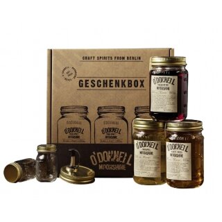 ODonnell Moonshine Likör Geschenkset 3x350ml mit Ausgießer und Glas