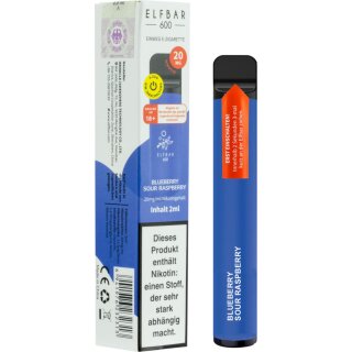 ELFBAR E-Shisha 600 Blueberry Sour Raspberry 20mg/ml