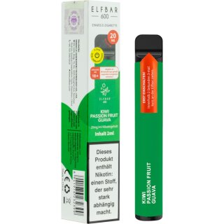 ELFBAR E-Shisha 600 Kiwi Passionfruit Guava 20mg/ml