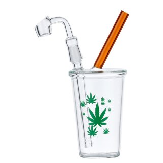 Bong Glas Oil Banger Hanfblätter 20cm