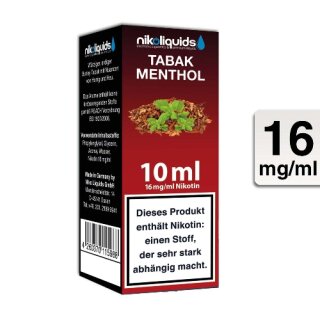 NIKOLIQUIDS E-Liquid Tabak Menthol 10ml 16mg/ml