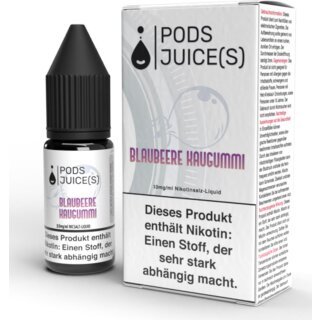 Pods Juice(s) Nikotinsalz Liquid Blaubeere Kaugummi 10mg/ml 10ml