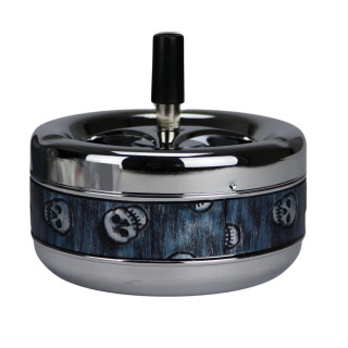 Drehascher Skull chrom/blau 13cm